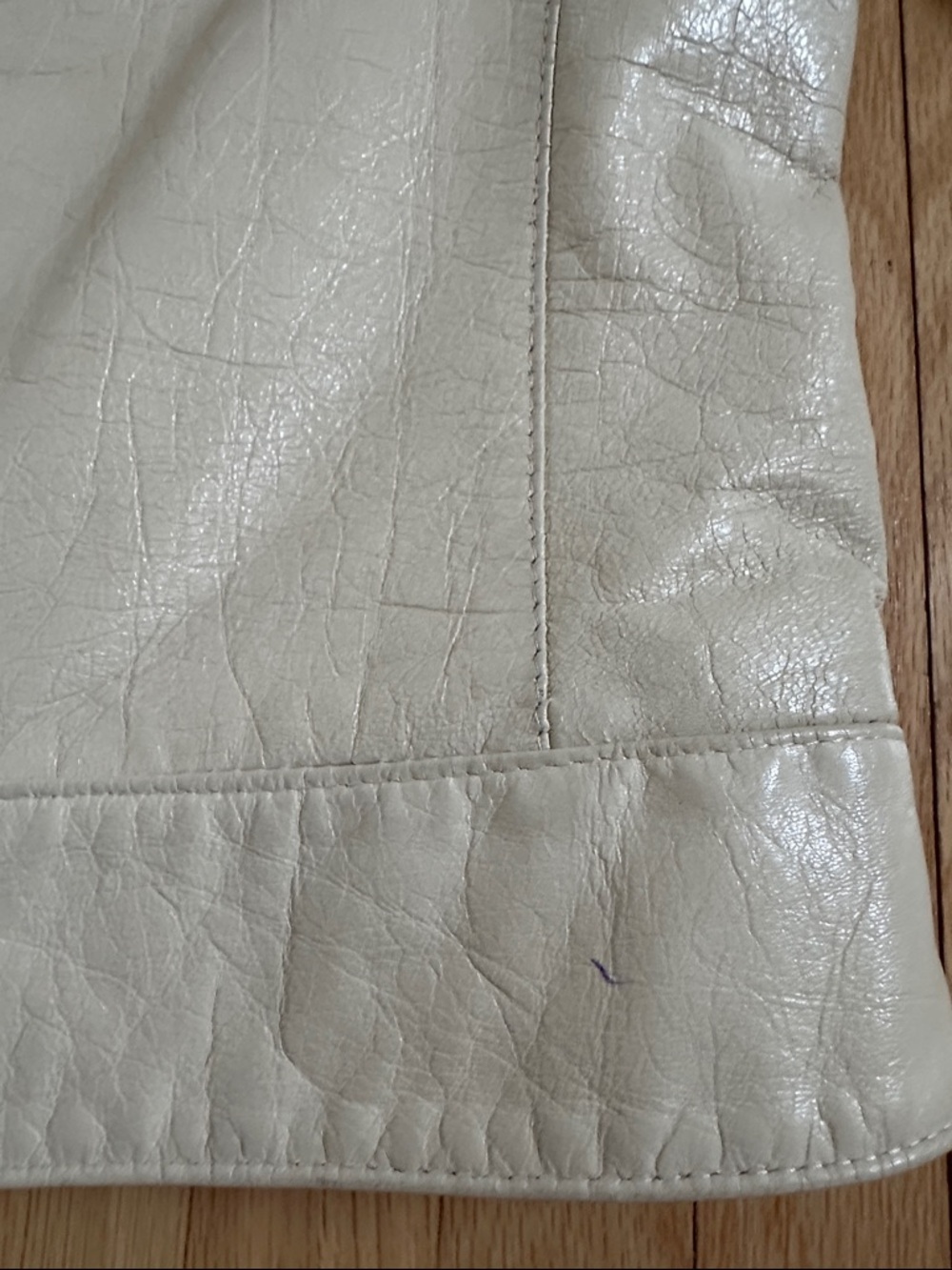 Vintage 90s Bod & Christensen cream leather moto jacket - Picture 7 of 14